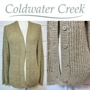 Coldwater Creek Cardigan Sz M Brown Longline Loose Knit Sweater Gardengirl Fall